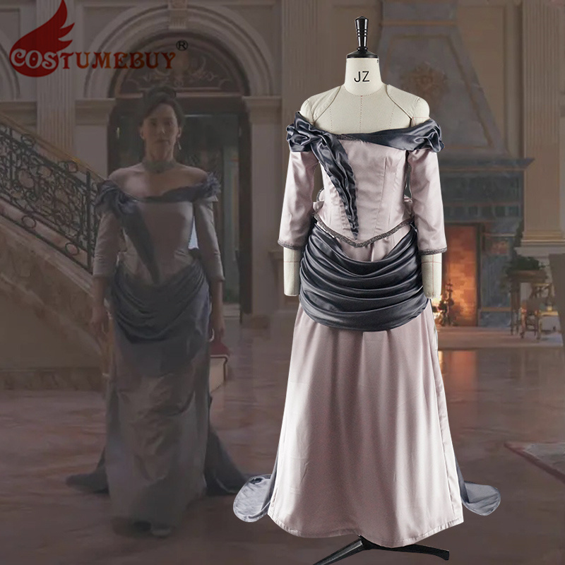 Evening Gown - Kostum Zaman Berlapis Emas Gaun Cosplay