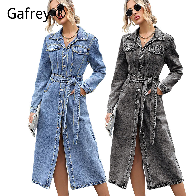 Gaun Denim Lengan Panjang Wani - Midi Dress ulasan dan harga