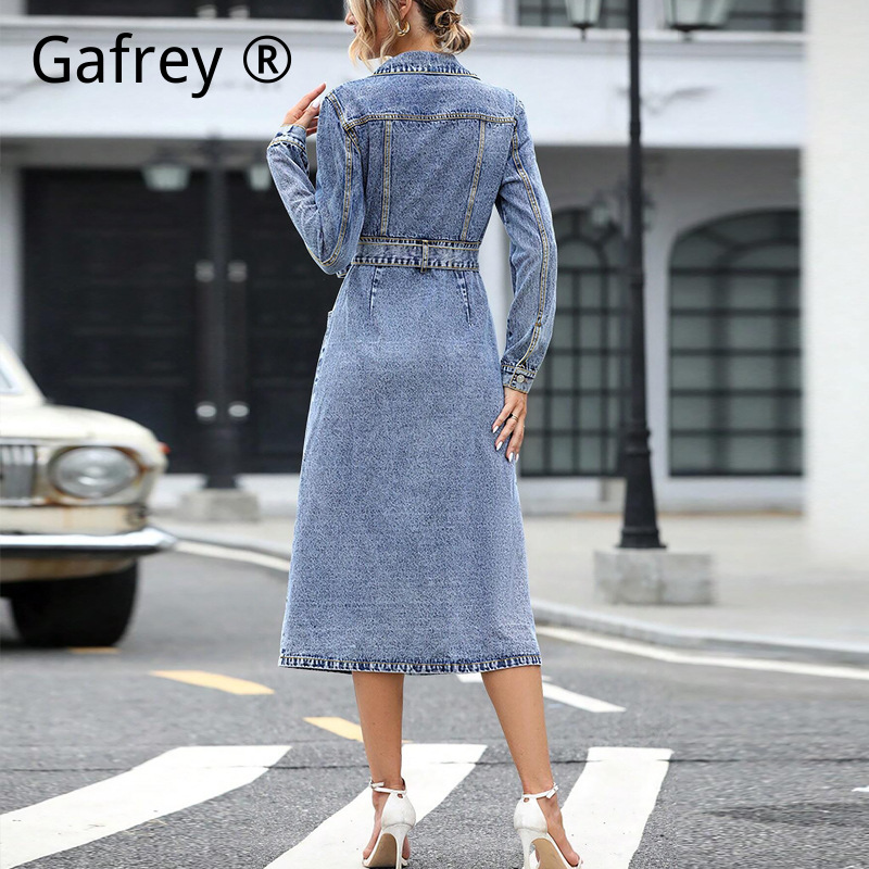 Gaun Denim Lengan Panjang Wani - Midi Dress ulasan dan harga